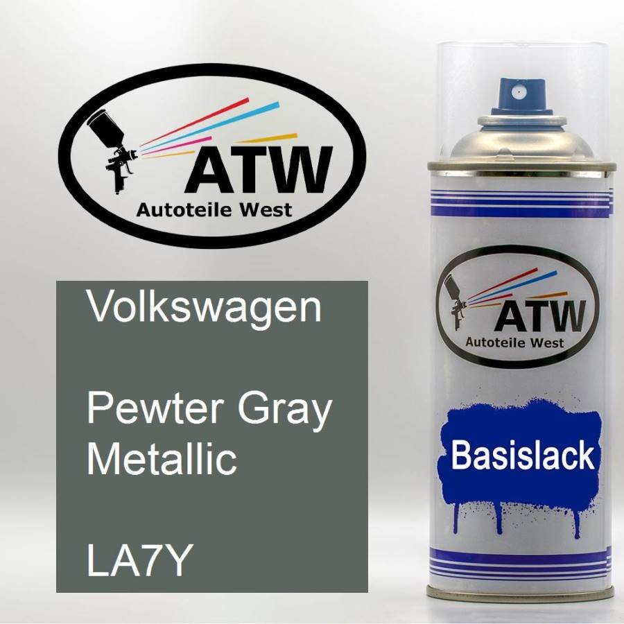 Volkswagen, Pewter Gray Metallic, LA7Y: 400ml Sprühdose, von ATW Autoteile West.